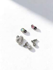 2pcs 14G Medical Steel CZ Zirconia Subdermal Anchor Piercing Jewelry With Top And Base, Punk Style Hypoallergenic Microdermal Piercing Gift For Women - Multicolor - View 6