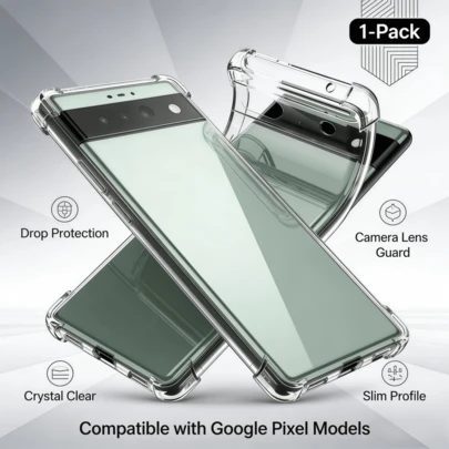 1 st: Pixel transparent telefonskal, lämplig för Pixel 10, Pixel 10 Pro, Pixel 10 Pro XL, Pixel 9, Pixel 9 Pro, Pixel 9 Pro XL, Pixel 9A, Pixel 8A, Pixel 7A, Pixel 6A. Transparent telefonskal, stötsäkert telefonskal, enkelt telefonskal, trendigt telefonskal, telefonskal, enfärgat telefonskal, telefonskyddsskal, hudvänlig och icke-hudirriterande, explosionsskyddande, dammtät, antistatisk.