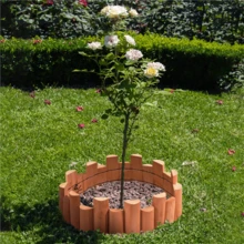 Butterslay 2PCS Garden Fences Wooden Landscape Border Edging Outdoor Short Fence Garden Log Rolls For Decorative Courtyard Patio Pathway, Brown - màu nâu - Xem 2