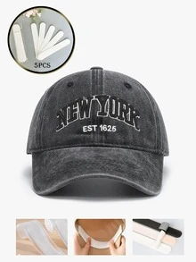 2pcs Vintage Embroidered Adjustable Hats, Unisex, Suitable For All Seasons, Ideal For Valentine's Day, Wedding, Christmas, Back To School, Father's Day, Outdoor Sports & Travel, Sun Protection, Versatile Gift, Available In Black, Pink, Purple, Yellow, Casual Headwear, Men's Caps - Black+Gray - View 15