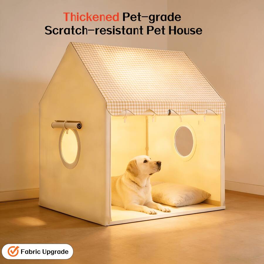 Upgraded Thicker Version Dog House, Metal Frame, Upgraded Thicker Fabric Material, Brand New Hook And Loop Design - Brown - View 1