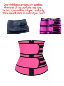 1pc High Waist Full Coverage Fitness Belt, Fashionable & Energetic, Made Of Breathable Elastic Neoprene Rubber, Skin-Friendly, Sweat-Proof, With 3-Row Wide Hook And Loop & Hidden Zipper Dual Closure Design For Adjustable Fit - Multicolor - View 12