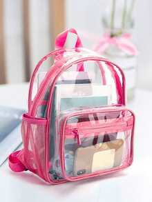 Transparent PVC Backpack, See-Through College Backpack With Padded Shoulder Straps For Swimming, Outdoor Sports - Hot Pink - View 1