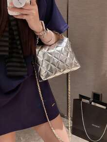 A Versatile And Exquisite Slanted Lunch Box Bag And A Small Handbag - Bạc - Xem 3