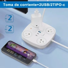 MOREKA 1 Pieza Cargador Multicontactos Con 4 Salidas 2 Usb 2 Tipo C Regleta - Blanco - Ver 5