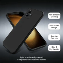 1pc:A Black Silicone Phone Case For Moto, Suitable For Moto G86, Moto G85, Moto G64, Moto G56, Moto G55, Moto G54, Moto G45, Moto G35, Moto G34, Moto G25, Moto G24, Moto G15, Moto G14, Moto E15, Moto E14, Moto G06, Moto G05, Spark 20c, Spark 30c, Spark 40c, Infinix Note 50, Infinix Note 40, Infinix Hot 50, Infinix Hot 40. - Black - View 1