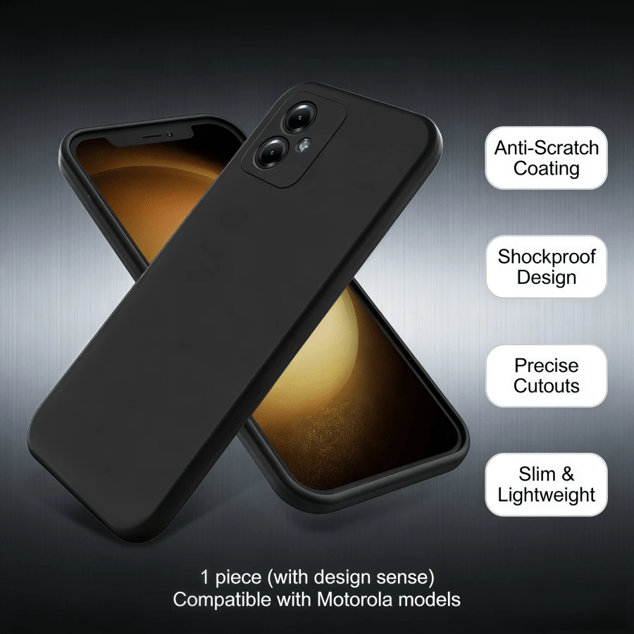 1pc:A Black Silicone Phone Case For Moto, Suitable For Moto G86, Moto G85, Moto G64, Moto G56, Moto G55, Moto G54, Moto G45, Moto G35, Moto G34, Moto G25, Moto G24, Moto G15, Moto G14, Moto E15, Moto E14, Moto G06, Moto G05, Spark 20c, Spark 30c, Spark 40c, Infinix Note 50, Infinix Note 40, Infinix Hot 50, Infinix Hot 40. - Black - View 1