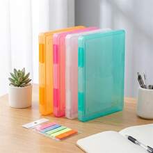 Minimalist Desktop Document File Box, Transparent Plastic Receipt Organizer Box, Office Supplies - Orange - View 3