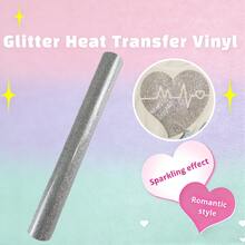 1卷闪亮/闪光乙烯基卷材 - 闪闪发光，适用于T恤面料热压转印 - 銀色 - 查看 10