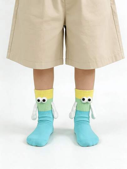 1/5 Pairs Cute & Fun Rainbow Holding Hands Children Socks, Suitable For All Seasons