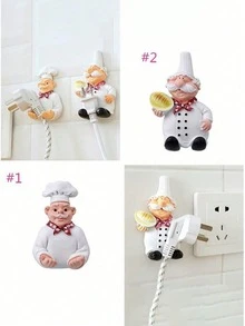 1pc Cute Cartoon Power Cord Organizer Holder - Strong Adhesive Hook, Wall Mountable, Decorative Bathroom Accessory, Home & Bathroom Decor, Bathroom Storage, Autumn Decor, Back To School Decor - Multicolor - View 4