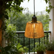 1pc Hand-Woven Rattan Chandelier, Hanging Chandelier, Japanese Rattan Lamp, Bohemian Style, Battery-Powered, Suitable For Kitchen, Dining Room, Living Room, Bedroom, Hallway, Entryway, And Patio (Battery Not Included) - Battery Box - View 3