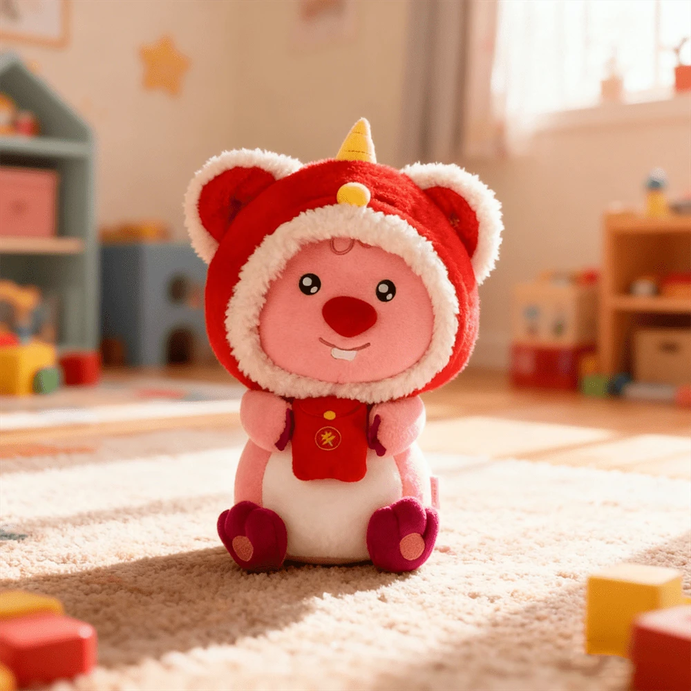 Miniso 名创优品 LOOPY 系列狮子毛绒公仔 可爱卡通传统吉祥物填充玩偶 家居装饰 节日生日礼物 33厘米/12.99英寸 - 紅色 - 查看 1