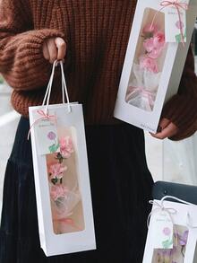 Transparent Bouquet Packaging Bag, Single Rose Flower Box, Bouquet Gift Bag For Mother's Day, Valentine's Day, Wedding, Women's Day, Teacher's Day (Packaging Bag Only), Random Card, Reference Image Only, Random Handle Style. - Multicolor - View 7