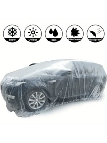Universal Full Vehicle Cover - Disposable PE Protective Dust And Rain Shield For Hatchback Cars, High Permeability, Convenient - A - View 3