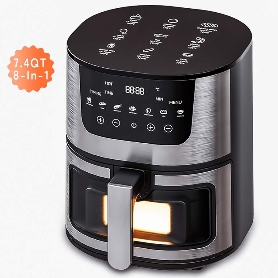 Senmeo 7.5QT Large-Capacity Air Fryer, 8-In-1 Smart Cooking Programs With Interior Window & Stainless Steel Rack, Touch Control Design For Family Meals/Gatherings – Ideal For New Year & Winter Cooking - Xem 1