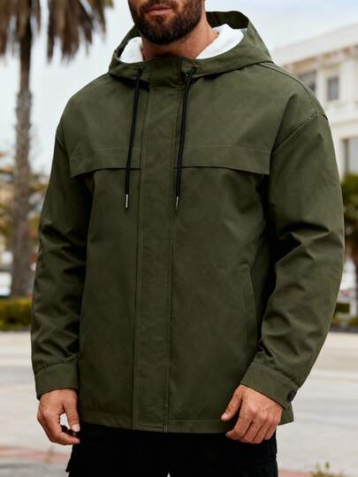 Chaqueta térmica con capucha para hombre Chaqueta informal de manga larga en color liso con bolsillos y forro polar ligero. Ideal para el día a día y para ocasiones de trabajo.