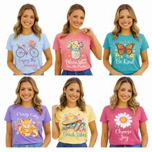 Kit T-shirt Feminina Manga Curta Blusa Básicas Malha Premium KIT 1 / 2 / 3 Blusas Cores Sortidas - KIT COM 2 - Visão 1
