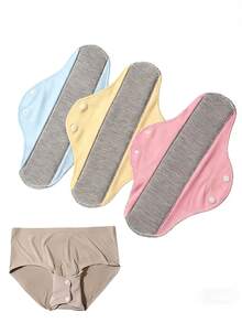 Reusable Graphene Menstrual Pads Set, Soft Washable Sanitary Underwear Liners For Women - Multicolor - View 3
