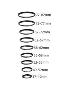 9 pierścieni adapterów do filtrów obiektywu: 37-82 mm, kompatybilne z aparatami Nikon, Canon, Olympus, Pentax, Ricoh i innymi, zawiera filtry UV/CPL/ND/FLD/makro/kolorowe - Wielokolorowe - Zobacz 6