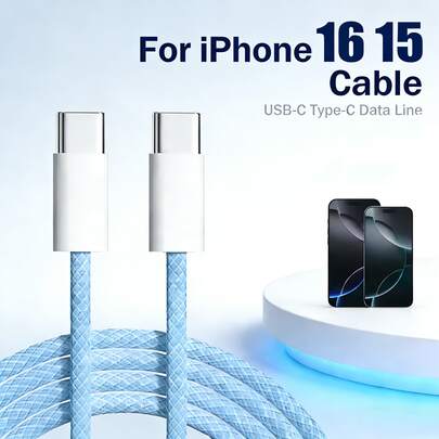 Cable de carga rápida trenzado Tipo-C, libre de enredos, compatible con Apple 17/17Pro/16Pro/16/15/15Pro, Max Plus, esencial para el hogar, viajes y traslados
