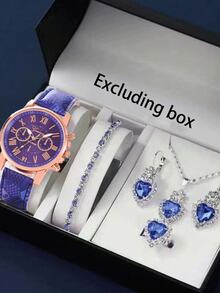 6件套女士时尚腕表，多功能高端女士腕表套装 - 玫瑰金 - 查看 1