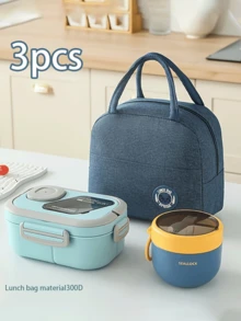 Bộ hộp cơm trưa dung tích lớn cầm tay gấp gọn kèm túi đựng và cốc ăn sáng, phù hợp du lịch, đi làm, đi học, văn phòng, dã ngoại ngoài trời, đồ dùng học sinh, tái sử dụng được - Nhiều màu - Xem 9