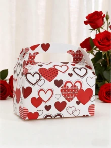 5个情人节蛋糕盒，心形烘焙盒，甜点包装盒，礼品盒，白色手提袋，蛋糕外卖盒 - 彩色 - 查看 8