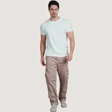 Kit Of 3 Men's Cargo Pants, Tactical Twill, Casual Streetwear, Military Style, Functional Pockets, For Daily Use, Work, Adventure, Urban Fashion - GRAY - GREEN - LIGHT BROWN - View 5