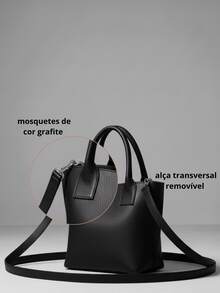 Women's Small Handbag With Crossbody Strap, Elegant Solid Color, Women's Handbag - 黑色 - 查看 3