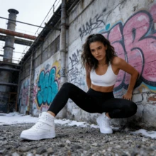 80s Vintage High Top Sneakers Women 2 Inch Hidden Wedge Heel, Ankle Support Casual Sport Shoes - trắng - Xem 2