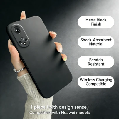1 pieza: Funda de silicona negra para teléfono Hua Wei Honor, adecuada para los modelos Nova 14, Nova 13, Nova 12, Nova 11, Nova 10, Nova 9, P30, P30 Lite, Honor X9C/Honor X8b/Honor X7c/Honor X6b/Honor X5c. Es una cubierta protectora para el teléfono, una carcasa de teléfono, una funda de teléfono, una funda antideslizante de color negro, minimalista y de unicolor, de TPU para protección antimilitarizada contra caídas.