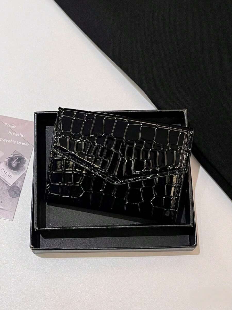 Small Card Case, Short Coin Wallet, Convenient To Carry, Louis Den White And Brown Ladies' Pocket Card Case - Black - View 1