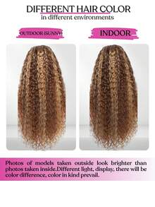 13x4 深波浪蕾丝前假发，混合真人发，200 密度，13x4 高清蕾丝前假发，混合真人发，女士假发，无胶假发，真人发深卷假发，预先拔毛，28 英寸，#P4/27 蜂蜜金 - SP4/27 - 查看 11