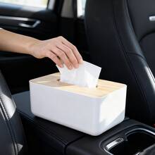 Tissue Box Table Napkin Rings Tissue Case Paper Box Container Bamboo Cover Solid Wood Car Storage And Organization Box Home Table Decoration - Flower Color - View 4
