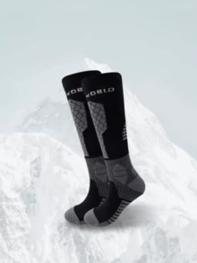 1雙加厚保暖滑雪襪，中性冬季加厚長襪，吸濕排汗防異味，適合戶外滑雪與登山運動，防滑保暖雪襪，護踝透氣長筒襪 - 紫色 - 查看 8