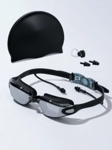 Anti-Fog, Waterproof, One-Piece Ear Plug Professional Racing Swimming Goggles - Multicolor - View 6