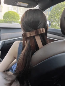 2个棕色丝绒蝴蝶结发夹，马尾辫发圈，2026新款 - 棕色 - 查看 4