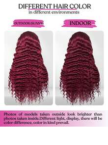 34 Inch Deep Wave Lace Front Wigs Blended Human Hair 13x4 HD Lace Front Wigs Pre Plucked Brazilian Curly Human Hair Wig 200 Density Glueless Frontal Wigs For Black Women #99J Burgundy - SBUG - View 11
