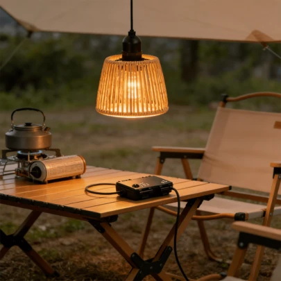 1pc Rattan Chandelier, Outdoor LED Lantern, Battery-Powered (Battery Not Included), Featuring A Bohemian-Style Japanese-Nordic Decor, Ideal For Decorating Courtyards, Terraces, Gardens, Balconies, Cafes, And Bookstores