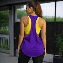 Women's Tank Top For Gym, Racerback, Dryfit, Weightlifting, Crossfit, Running - 紫色 - 查看 2