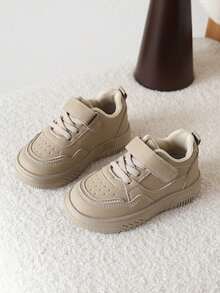 1 Pair Kids' Casual Sneakers, Spring/Autumn New Style Boys' Leisure Shoes, Girls' Soft Sole Skateboard Shoes - Khaki - View 1