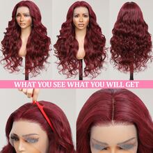 Brazilian Virgin Hair 13x4 HD Lace Front Bob Wig Human Frontal Hair 200% Density #99J Burgundy Body Wave Pre Plucked With Baby Hair Wigs Glueless Human Blended Hair Wigs Natural Hairline For Women - SBUG/99J - View 3
