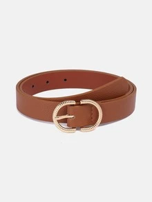 1pc Solid Color Casual PU (Polyurethane) Decorative Belt For Women, Suitable For Daily Use With Double D-Ring Buckle - A - View 18