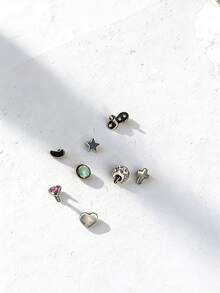 2pcs 14G Medical Steel CZ Zirconia Subdermal Anchor Piercing Jewelry With Top And Base, Punk Style Hypoallergenic Microdermal Piercing Gift For Women - Multicolor - View 4
