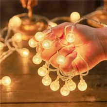 1 pieza Tira de luces de bola de burbujas LED con batería, fácil instalación y fiable, adecuada para bodas, cumpleaños, festivales, patios exteriores, campamentos, iluminación decorativa, regalos del Día de San Valentín, esencial para la decoración de locales, aplicable para la decoración del Ramadán, regalos del Eid Al-Fitr, linternas del Ramadán, decoración del Eid Al-Fitr, Eid Mubarak y todo el mes del Iluminación - Multicolor - Ver 4