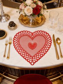 1-200pcs Gold Heart-Shaped PVC Placemats, Washable, Easy To Clean, Wipe-Clean, Non-Slip, Holiday Wedding Party Dining Table Decor - Multicolor - View 13