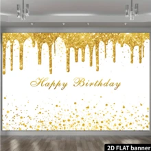 Rsuuinu Golden Birthday Party Backdrop For Girls Women Gold And White Bokeh Dots Glitter Photography Background Happy Birthday Party Deco - White - View 3