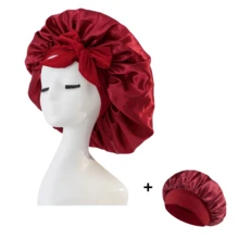 2pcs Luxury Satin Silk Sleep Cap, Lightweight & Breathable, Comfortable Hair Care All Night, Ideal For Curly, Braided & Long Hair. This Fashionable & Comfortable Unisex Sleep Cap Keeps Your Hair Healthy All Night, Perfect Gift For Valentine's Day. Hair Sleep Cap - Black + Khaki - View 14