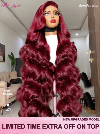 Brazilian Virgin Hair 13x4 HD Lace Front Bob Wig Human Frontal Hair 200% Density #99J Burgundy Body Wave Pre Plucked With Baby Hair Wigs Glueless Human Blended Hair Wigs Natural Hairline For Women